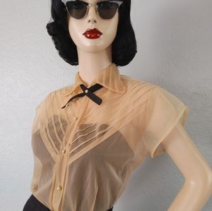 1940's Pale Peach Sheer Blouse